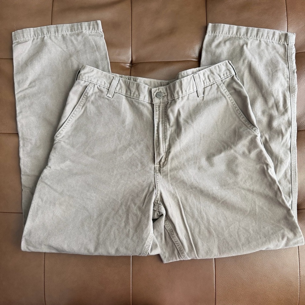 Carhartt Men's Khaki Straight-Leg Pants 36/32 EUC